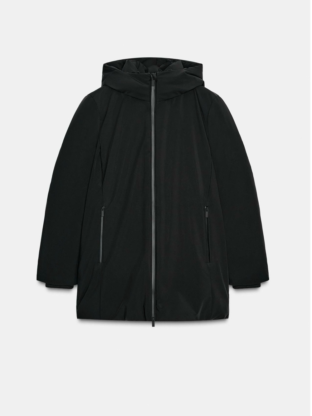 Women's Black Hooded Parka Jacket - Brand